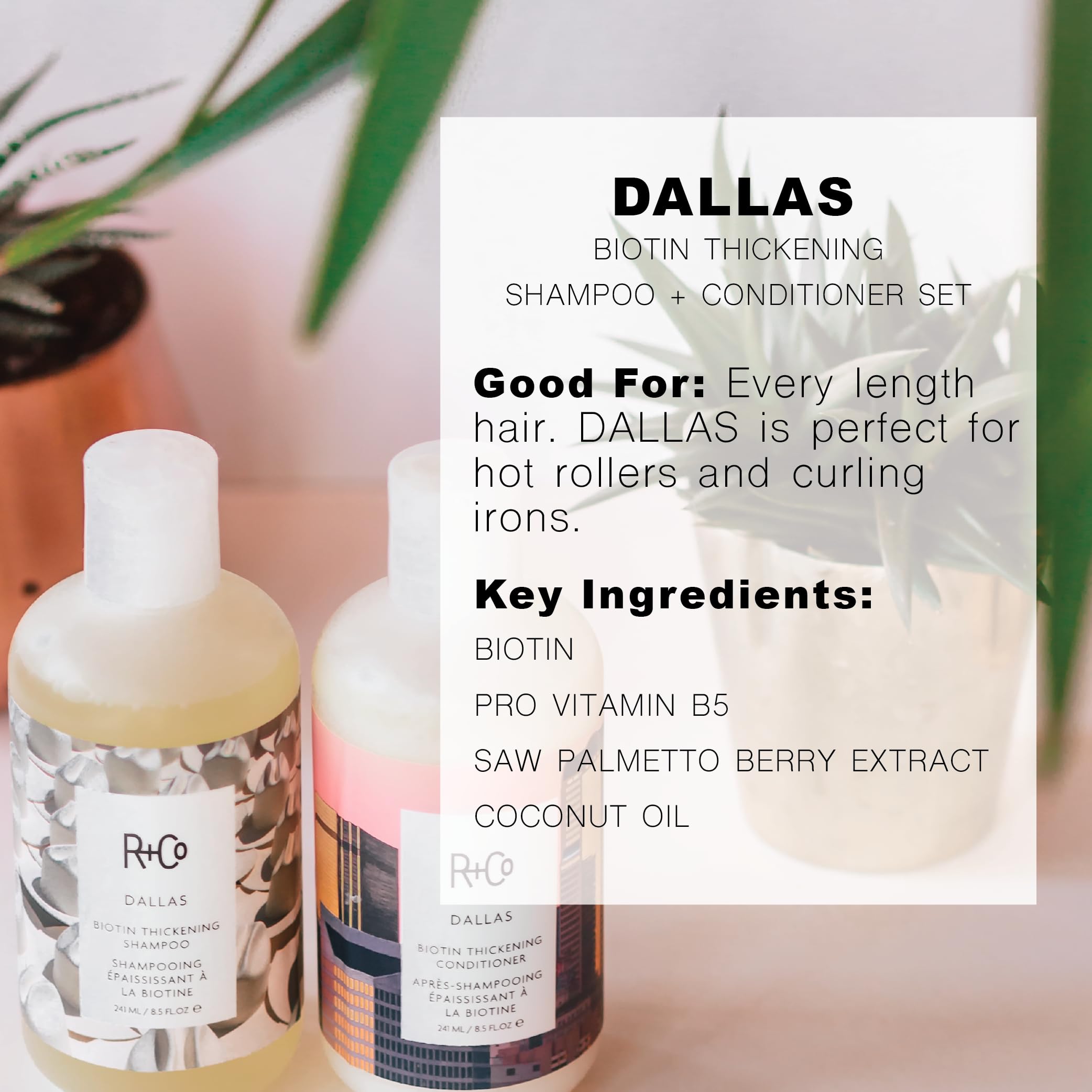 Amazon.com: R+Co Dallas Biotin Shampoo + Conditioner Travel Set