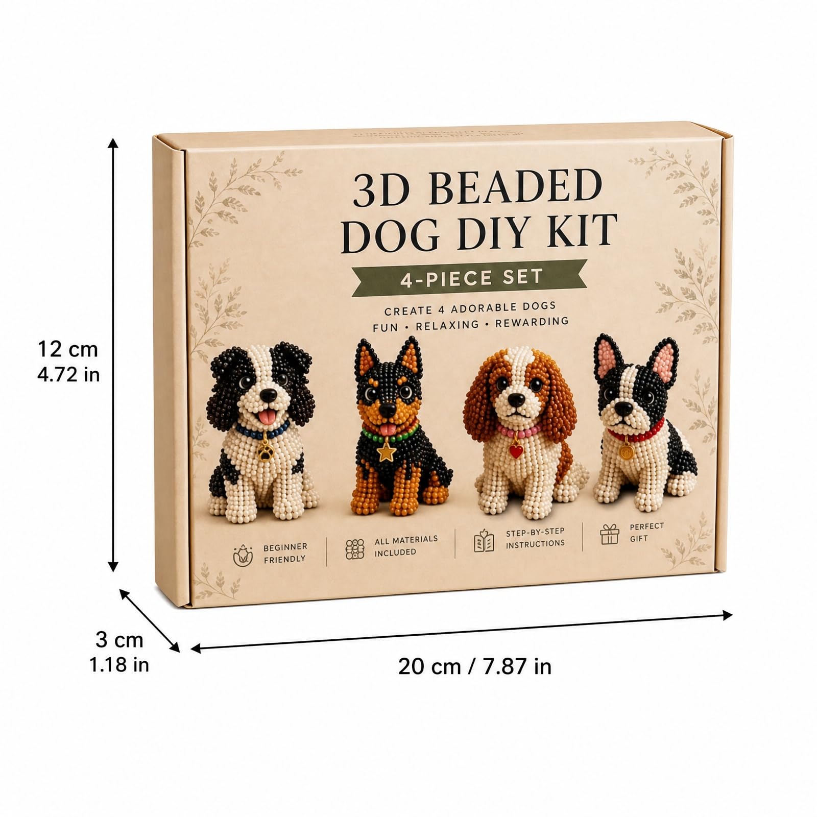 Generisch Mini 3D Perlen Tier Bastelset - Kunsthandwerksset Aus Perlenstickset Mit Anleitung - Perlenstickset für Erwachsene & Anfänger - Geschenk für Bastler (13-Hundefreunde 01)