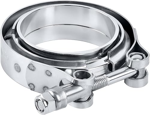 EVIL ENERGY Abrazadera de banda en V de 3.0 pulgadas de acero inoxidable con brida plana de acero suave, 2 unidades