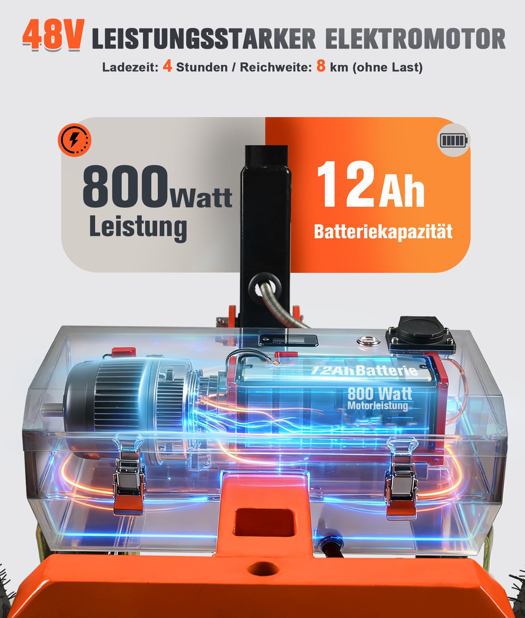800W Elektrischer Bollerwagen, Elektrischer Anhänger Dolly Max Traglast 3450Kg, 510Kg Zungengewicht, 48V Anhänger Dolly mit einer Kupplungskugel von 5.08&5.87CM für Wohnmobile, Spielzeugträger, Autoan