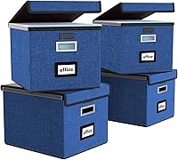 Vista 65 de Caja organizadora de archivos Huolewa con tapa, organizador de carpetas de archivos plegable para almacenamiento de documentos de oficina, caja