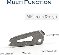 Vista 3 de Hamans Llavero de titanio EDC multiherramienta con llave destornillador y función de barra de palanca (gris)