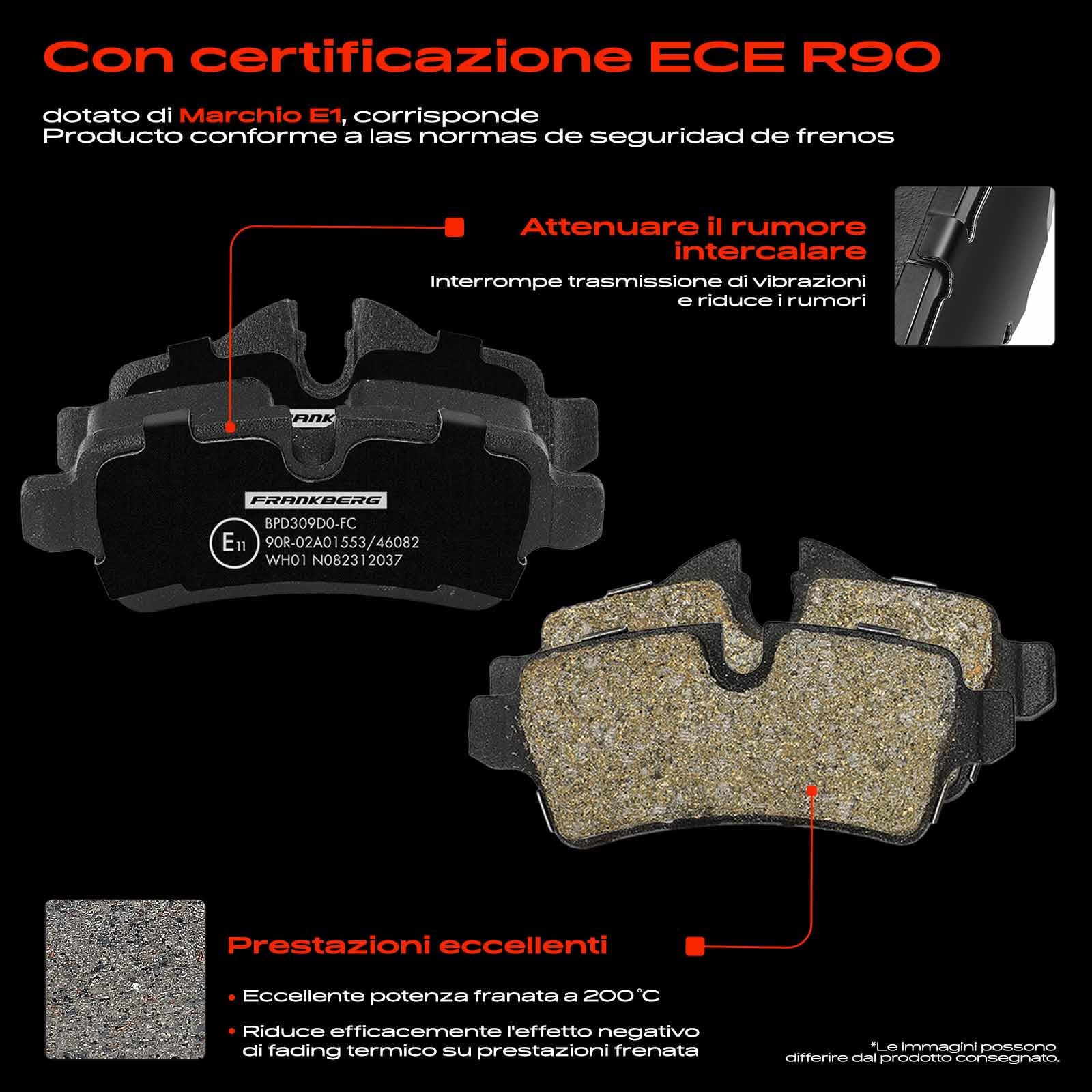 Frankberg Set freni incl. 2x Dischi Freno + 4x Pastiglie dei Freni Posteriore Compatibile con Min.i R56 Min.i Cabriolet R57 Min.i Roadste.r R59 Replace# 34216774987, 34211503070