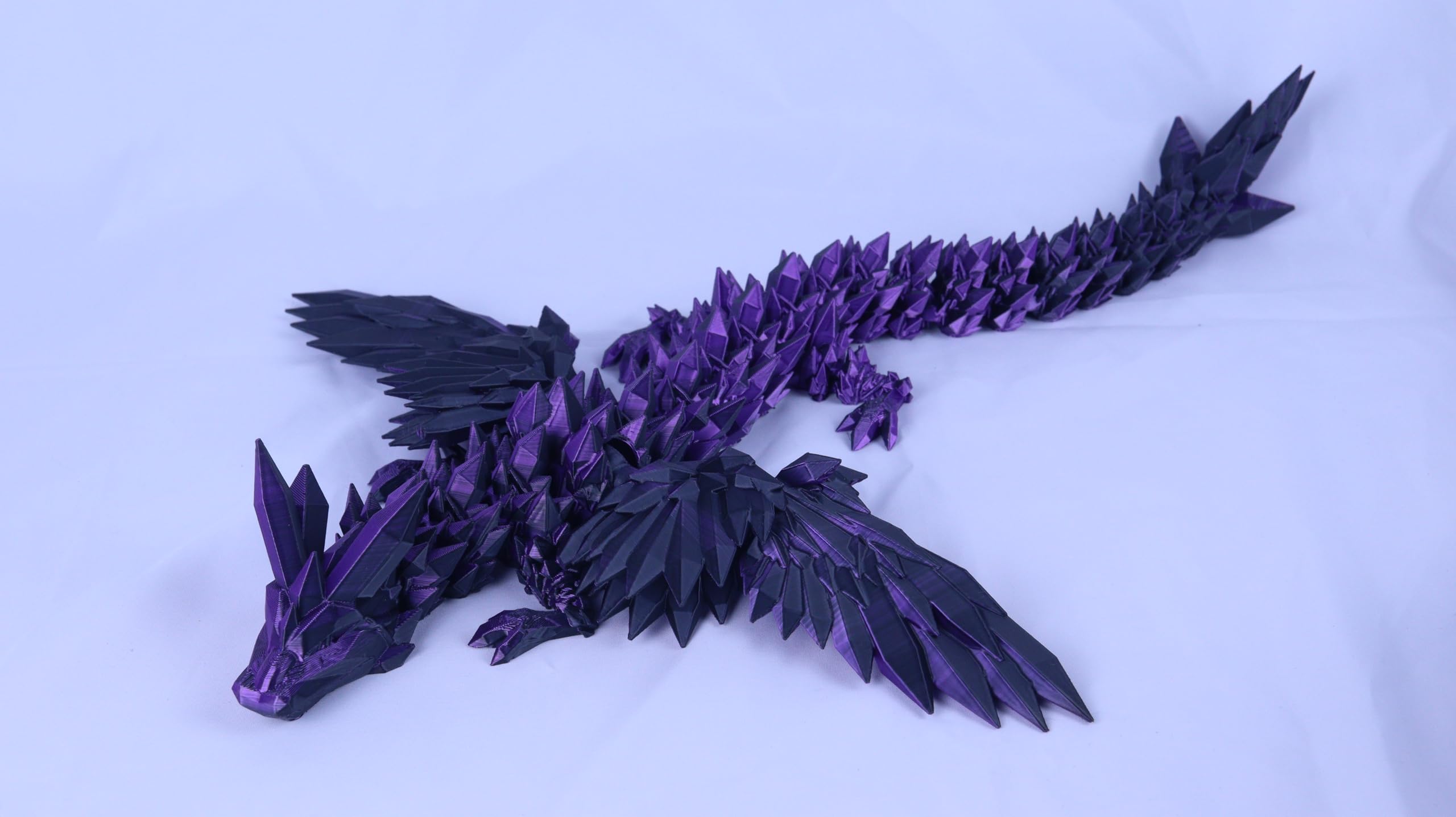 Generic Large 40cm Articulated 3D Printed Winged Dragon, Adult/Childrens Toy Gift Black/Purple, Purple and Black, Extra Large
