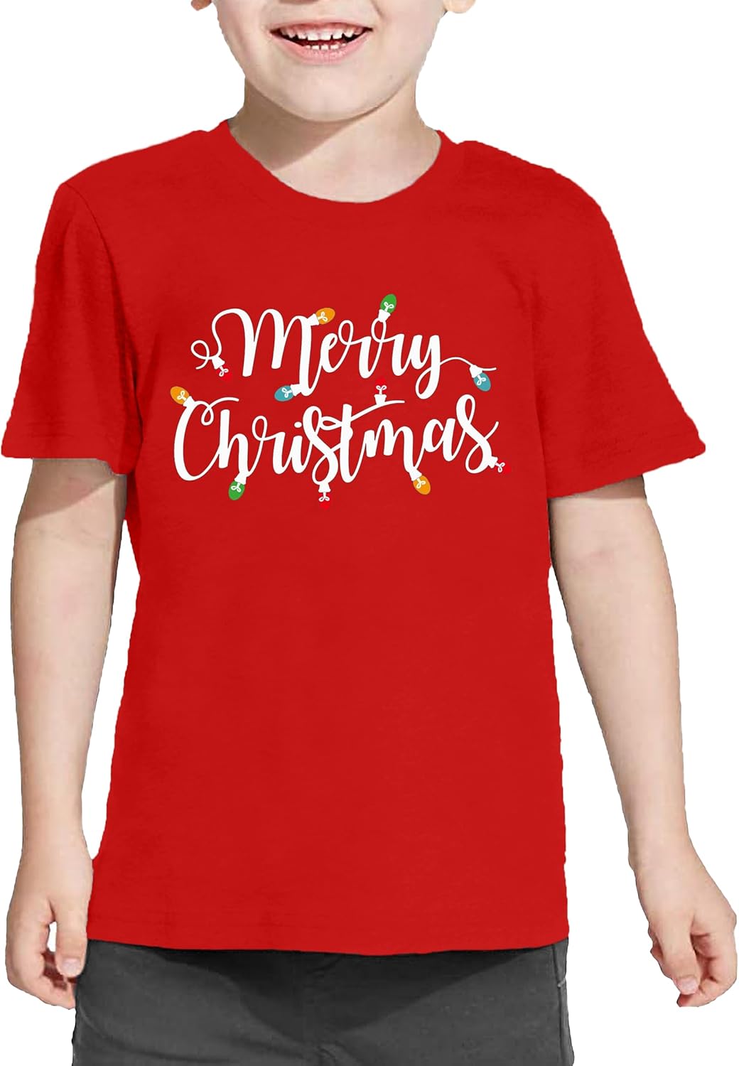 Christmas Shirts Toddler Boy Girls Merry and Bright T-Shirt Christmas Lights Graphic Tees Holiday Tops - Image 4