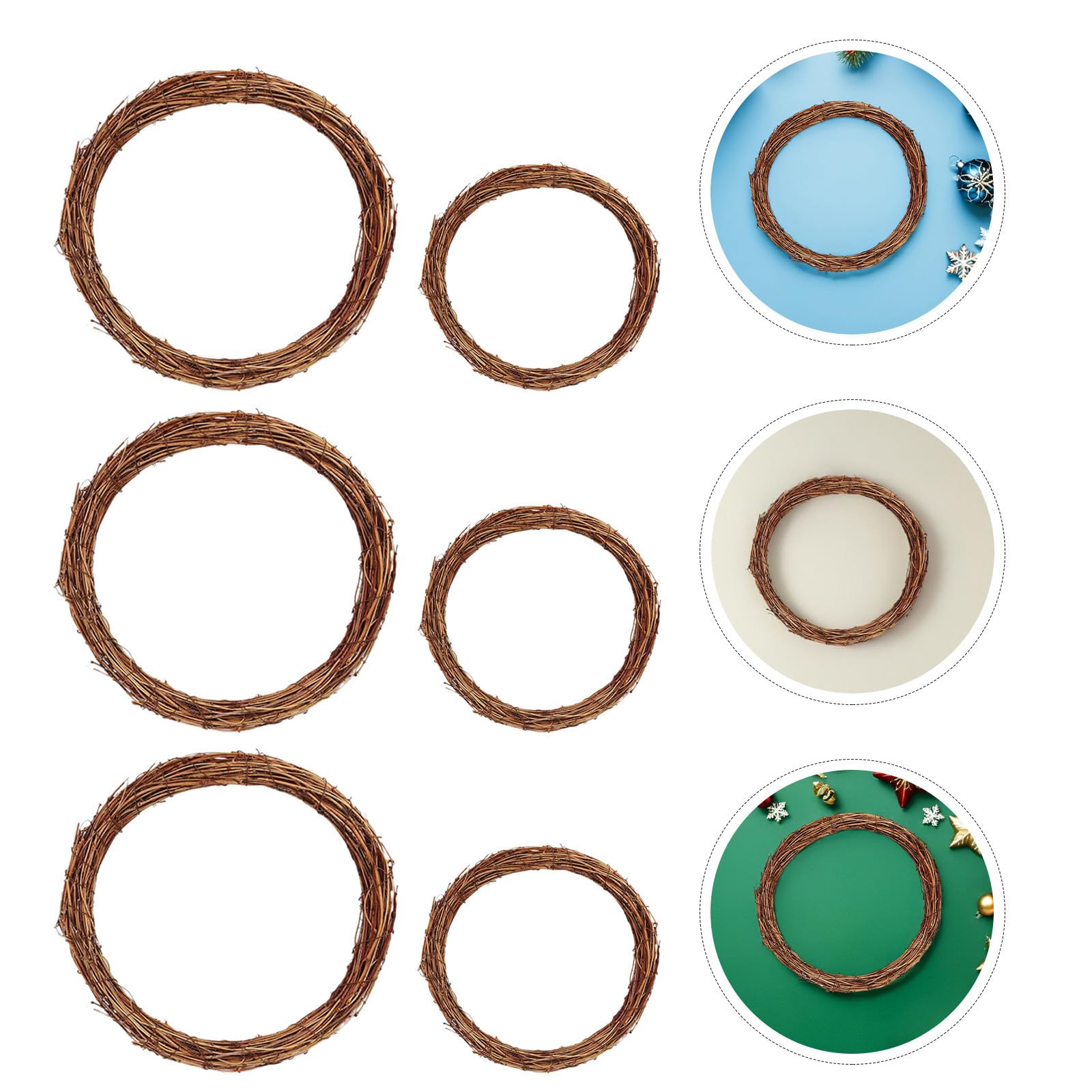 Toyvian 18 Pcs Couronne en Rotin Tressé Ronde, Style Rustique Vintage, | Anneau Artisanal Robuste, Usage Déco Maison et Mariage, Entretien Facile, pour Noël et Arrangements Floraux
