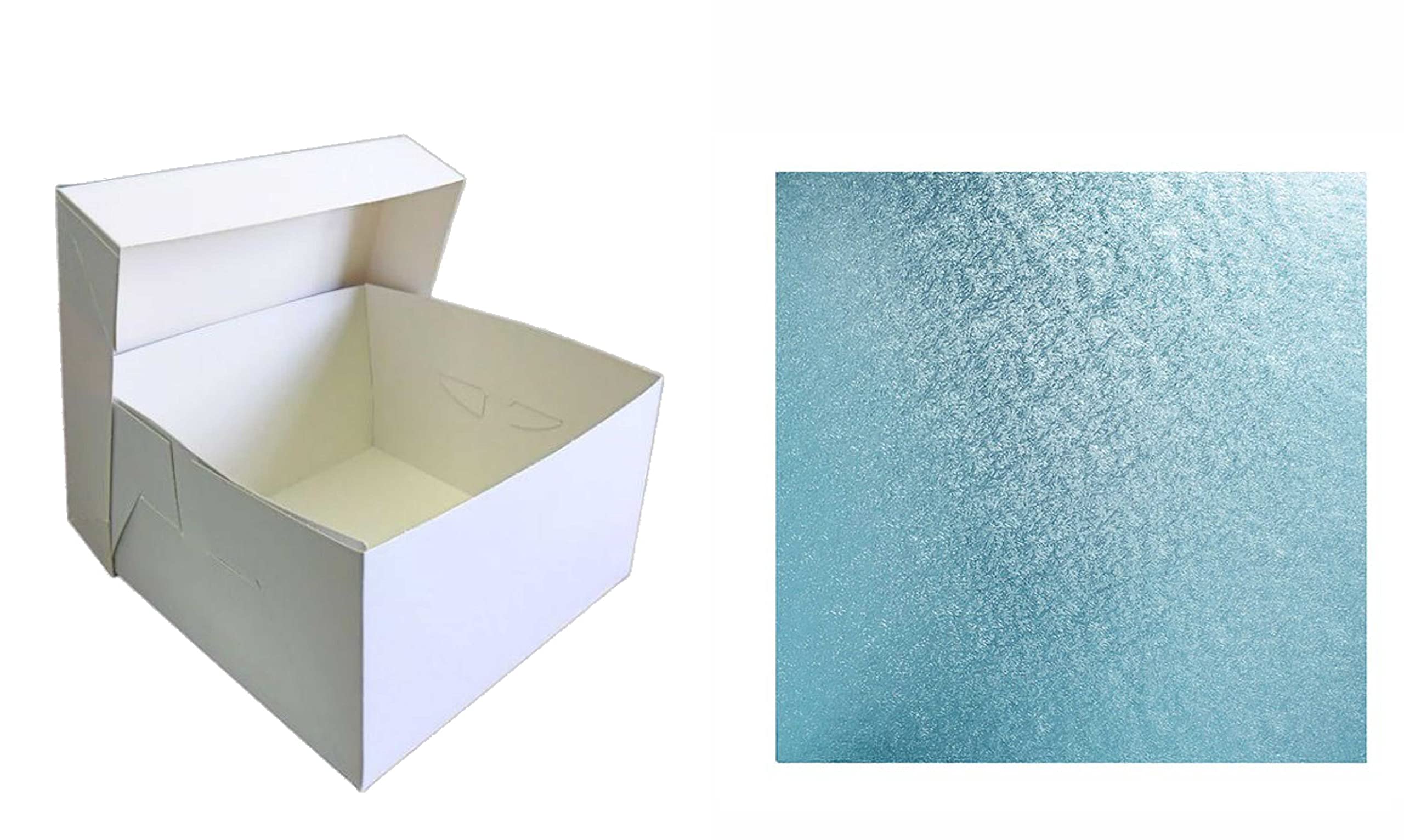 Scatola Per Torta Singola Bianca E Tamburo Base Argentato - Kit Per Confezione Regalo Torte Matrimonio E Feste - Spessore Robusto, Da 6 A 20 Pollici