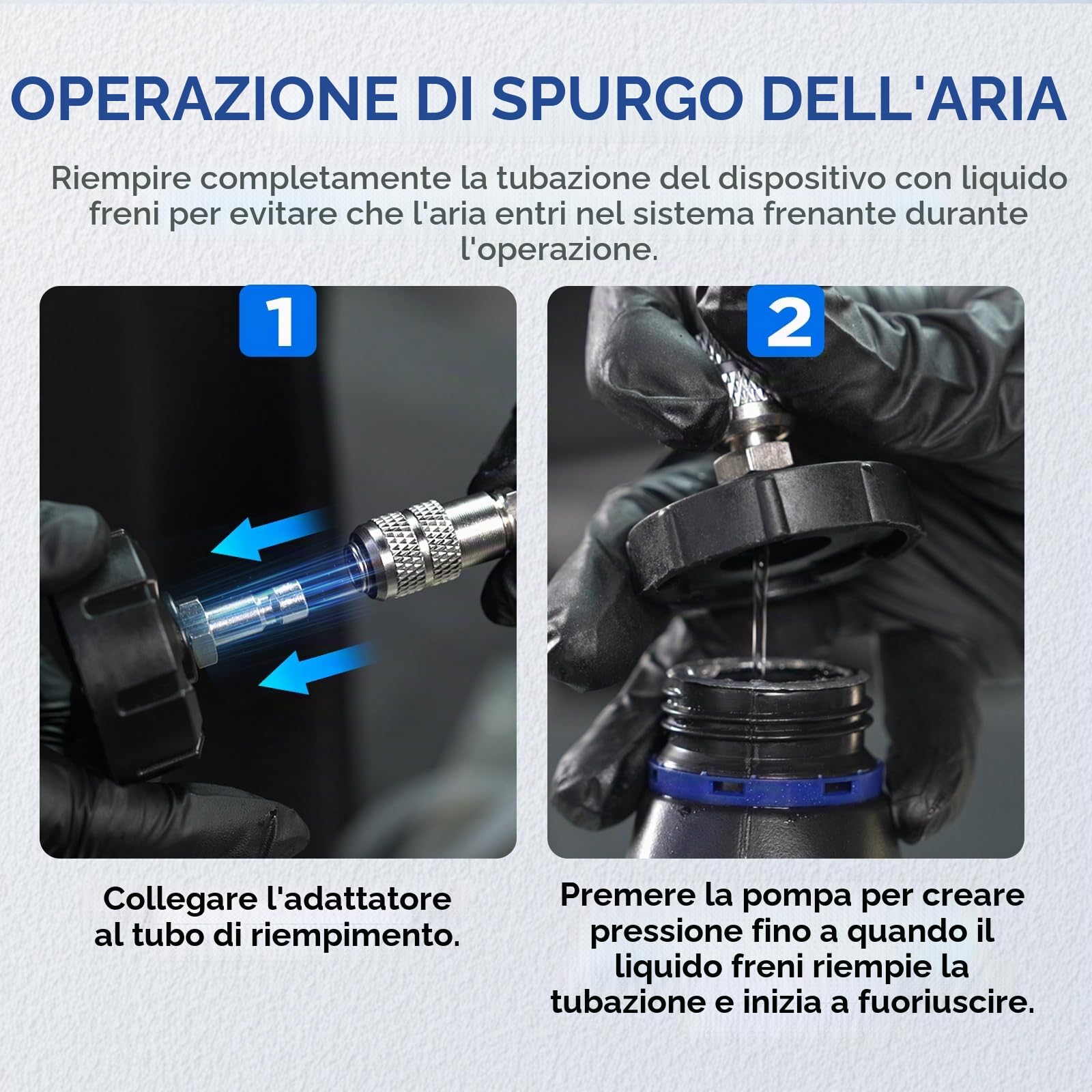 MRCARTOOL Kit di spurgo Freni Manuale da 3 l, Kit spurgo Liquido Freni automobilistico spurgo a Pressione Manuale con estrattore di Liquido Freni da 1 l e 4 adattatori per cilindri E20 per Modelli