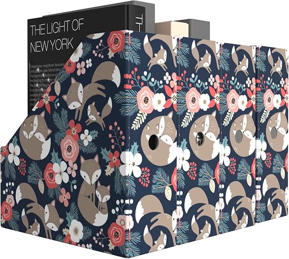 ANSSDO 6 Pack Cardboard Magazine Holder File Organizer - Black Floral