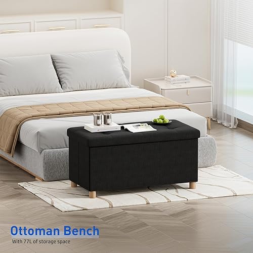 Miniatura 80 de BRIAN & DANY Otomana pequeña con almacenamiento, taburete de pie, cubo de almacenamiento otomano, reposapiés para sofá con patas, color marrón, 15 x