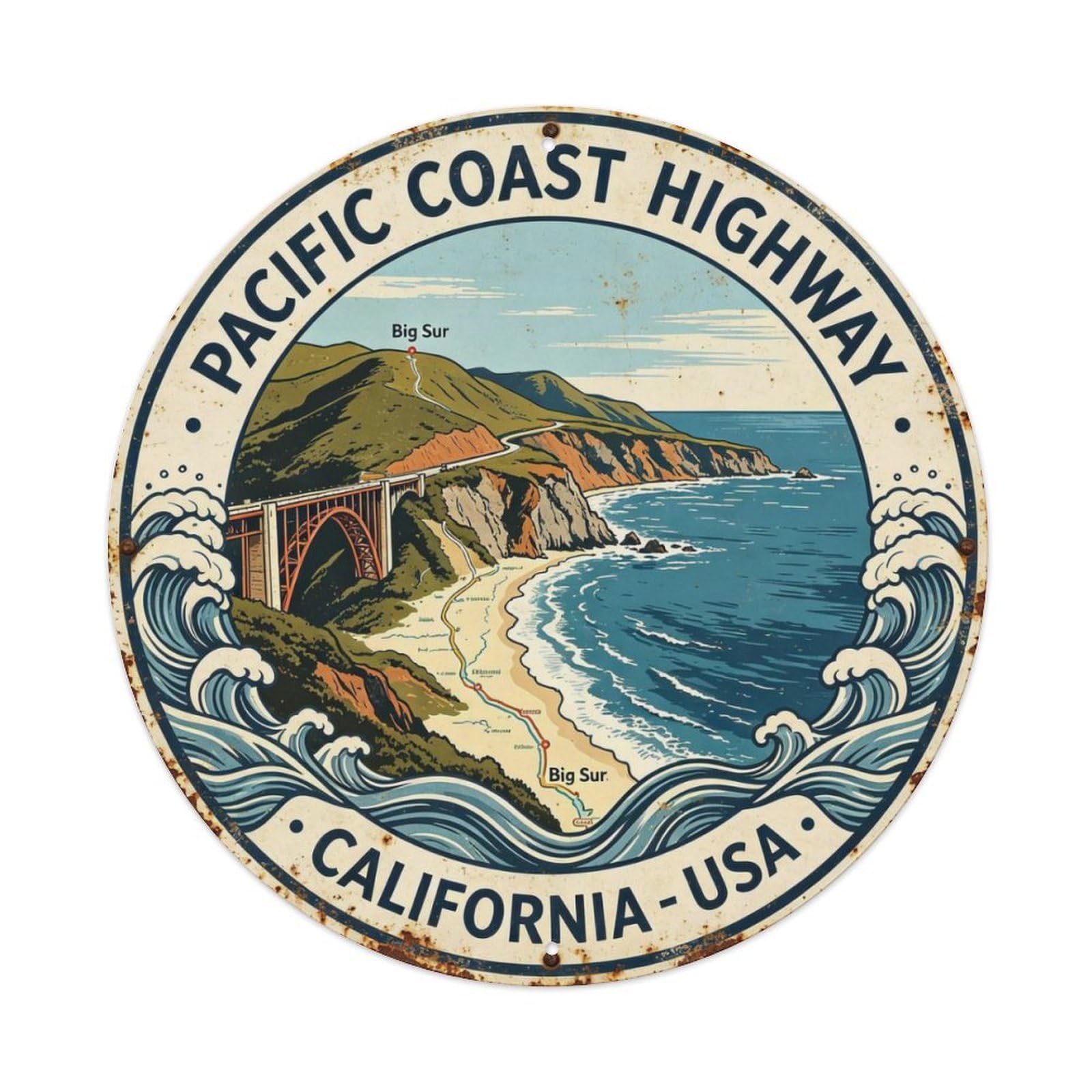 Pacific Coast Highway Metal Tin Sign Plaque