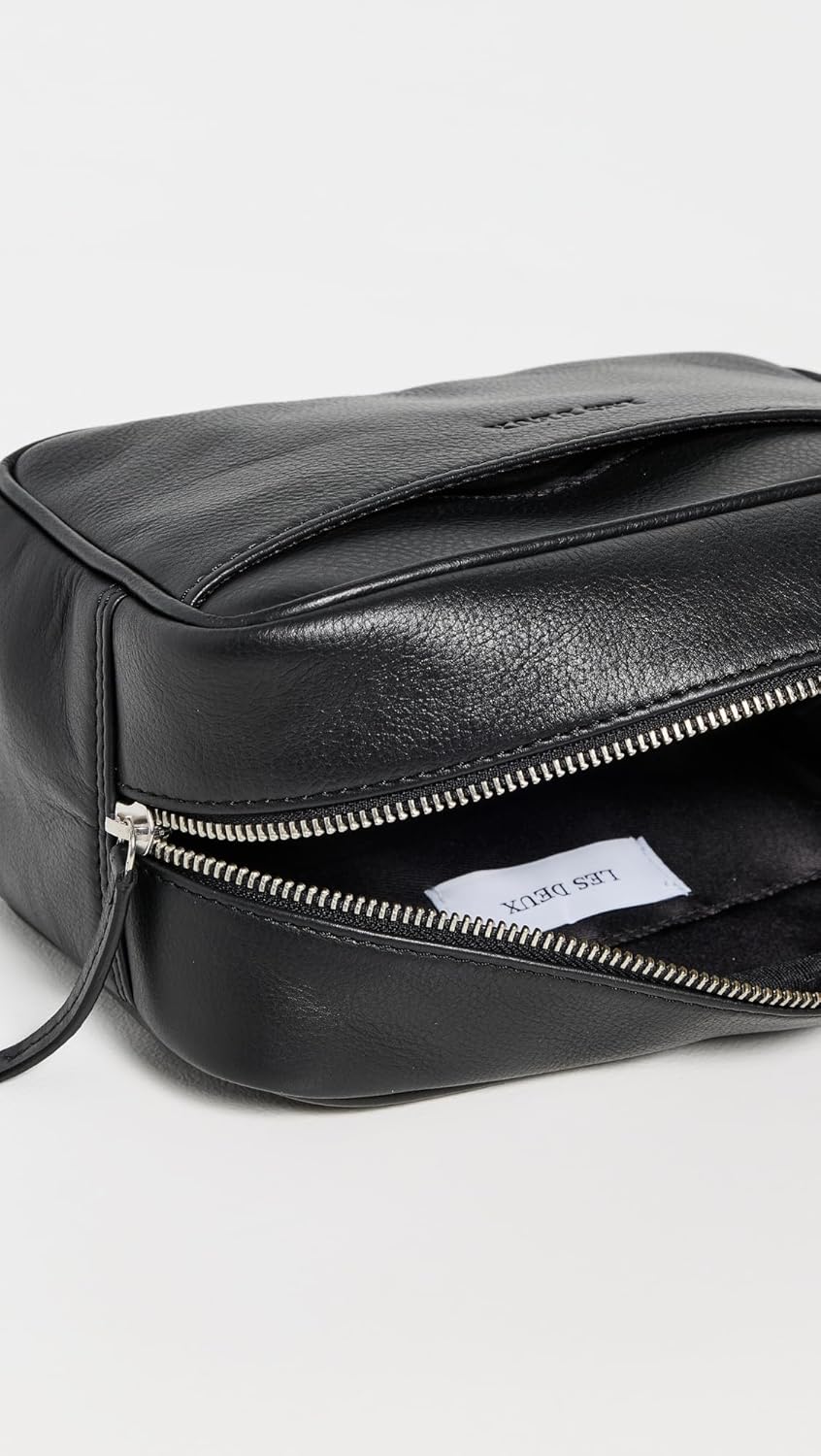 Les Deux Men's Faux Leather Wash Bag, Black/Black, One Size - Image 5