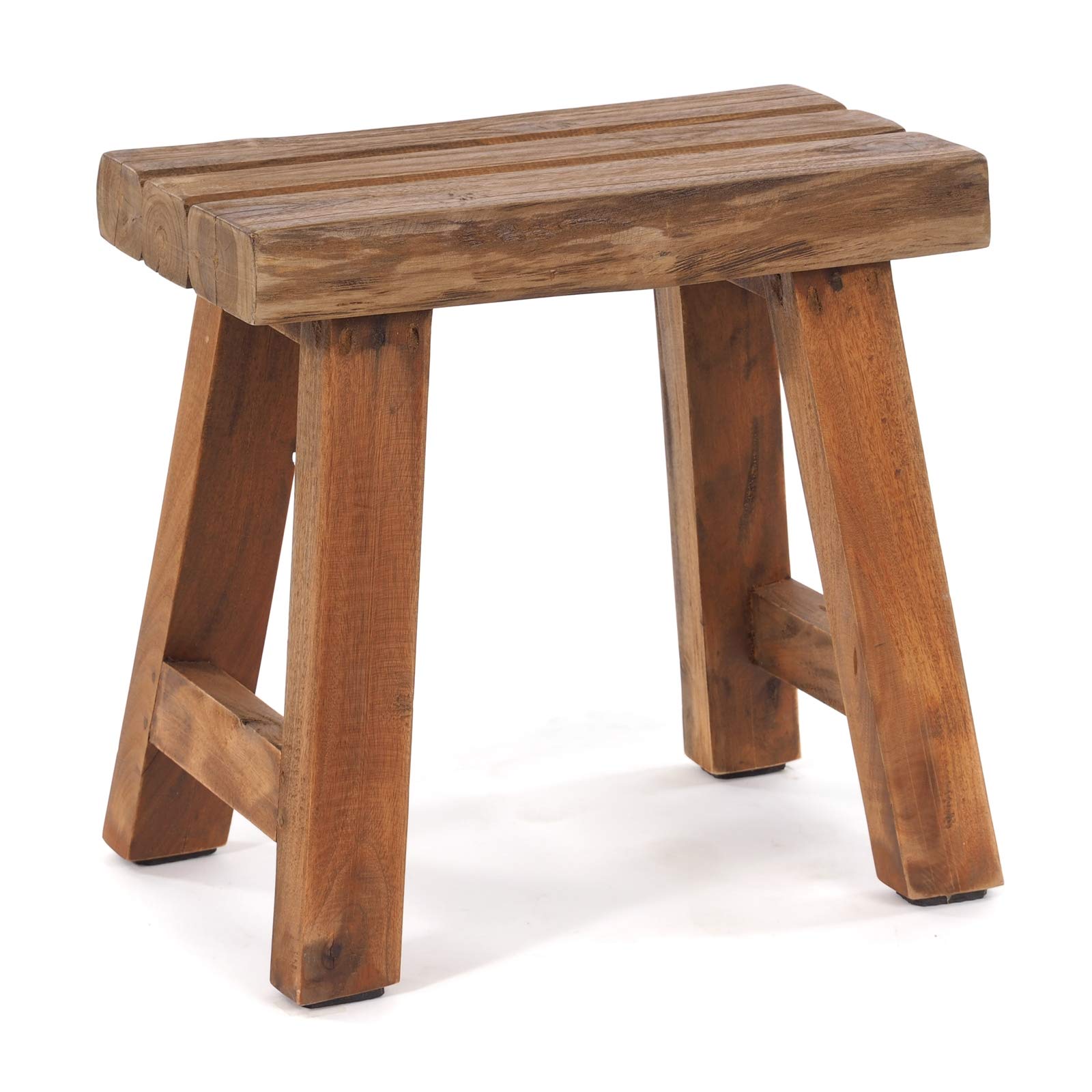 Rustic Design - Sgabello in Legno Riciclato, Stile Rustico, 41 x 42 x 24 cm (A x L x P), Pezzo Unico, Colore Naturale Vintage