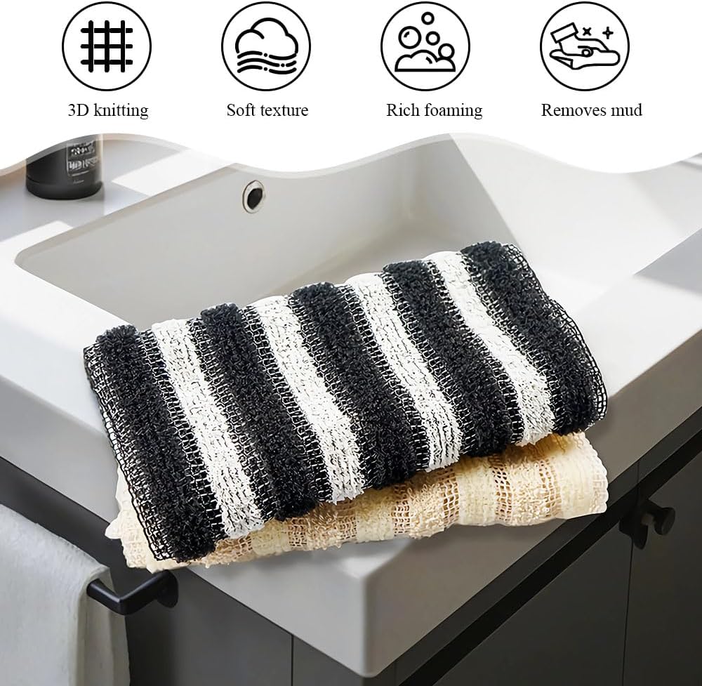 Exfoliating Shower Towels, 2 Pcs Scrub Cloth, Exfoliating Towel, Exfoliating Washcloth for Showering, Rip-Resistant Exfoliating Washcloth, Back Exfoliator Towels for Women, Men - Image 3