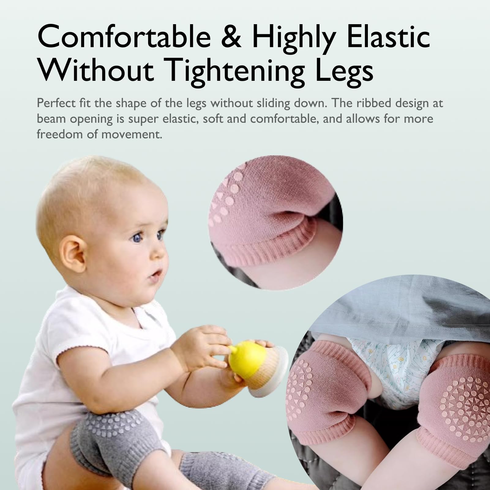 4 Paia Ginocchiere Bambino Gattonare Ginocchiera Antiscivolo, Bambini Protezioni Neonato Bambini Knee Pads Ginocchia per Neonato 0-24 Mesi
