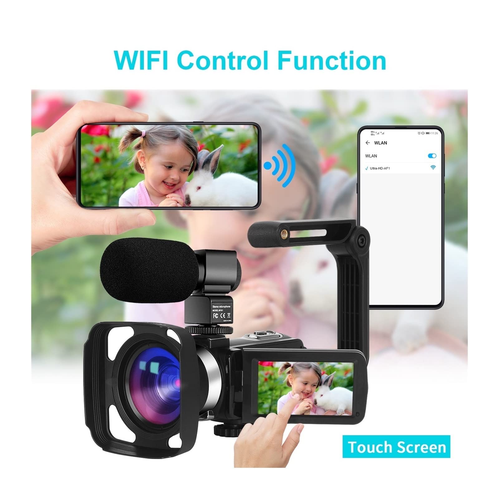 Macchinetta Digitale, Videocamera Digitale Full 4K Videocamere Videocamere digitali Live Streaming Fotografia 18X Vlogging Recorder Webcam Ultra HD(64G SD Card,Camera Knit 3)