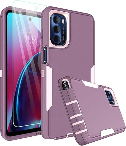 Dahkoiz Funda para teléfono Motorola Moto G Stylus 4G (2022), con protector de pantalla de vidrio templado, cubierta de puerto a prueba de polvo,
