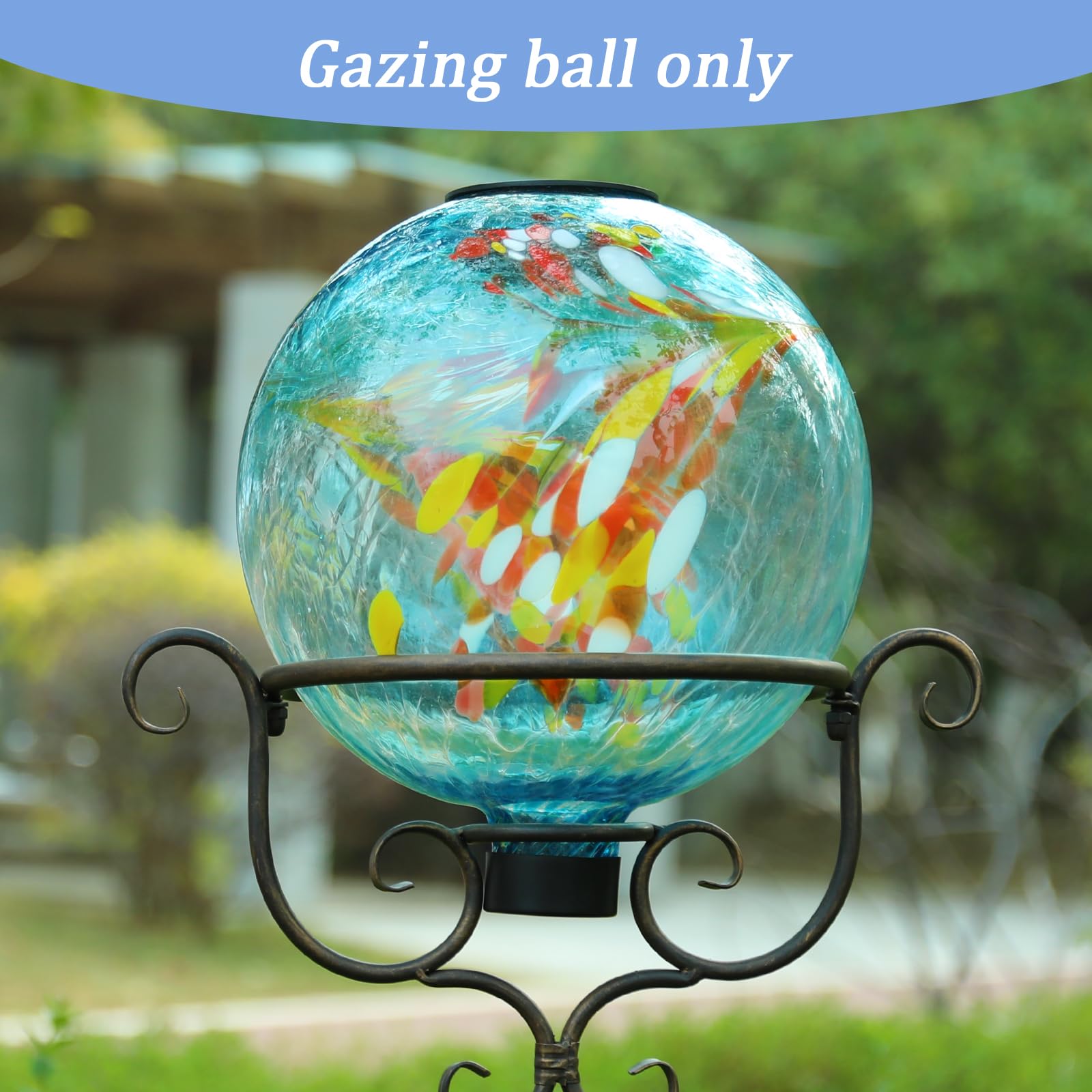 Solar Gazing Ball, 25,4 cm, Glas, reflektierende Gartenkugel für den Außenbereich, Rasen-Dekoration | Gazing Ball, Glaskugel, Solarkugel, Ornament für Garten, Hof, Zuhause, Tisch, Outdoor-Dekoration, Blau