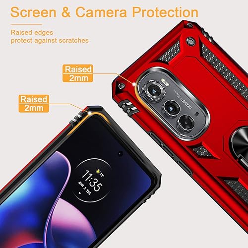 Miniatura 4 de Funda para Motorola Edge 2022 con 2 protectores de pantalla de vidrio templado, grado militar 16 pies, cubierta protectora probada contra caídas