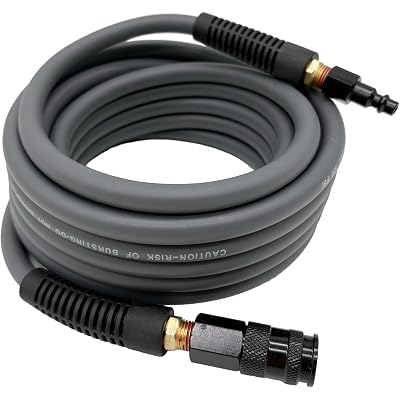 Hybrid Air Hose 1/4-Inch x 25FT,Air Compressor Hose 300 PSI Heavy Duty,Lightweight,Kink Resistant,All-Weather Flexibility With 1/4-Inch Swivel Solid Aluminum Quick Coupler and Plug,Gray