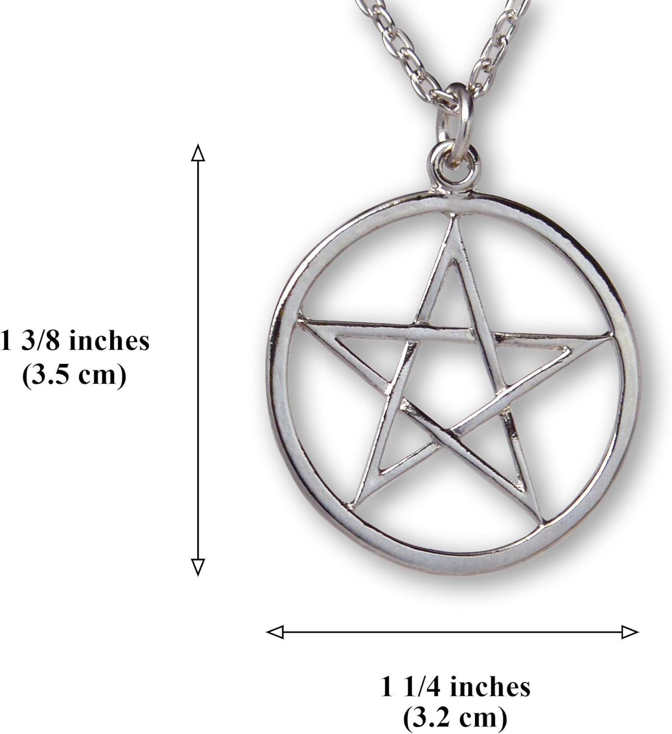 Real Metal Pentacle Pentagram Polished Silver Finish Medieval Renaissance Pendant Necklace - Image 3
