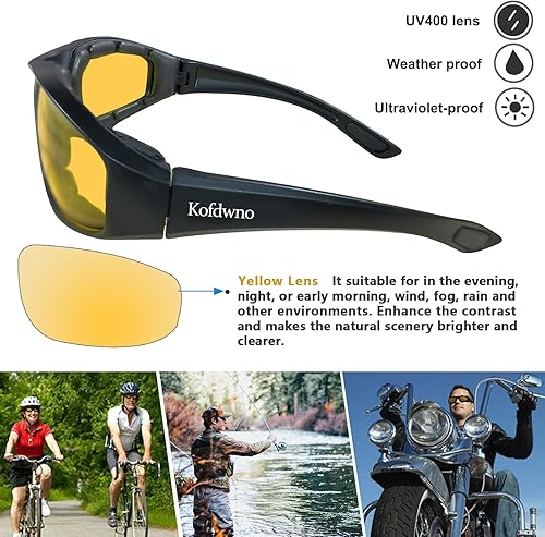 Miniatura 3 de Day and Night Driving Motorcycle Riding Glasses Foam Padded Eyeglass Motocross Goggles UV Protection Windproof Dustproof Motorcycle Sunglasses
