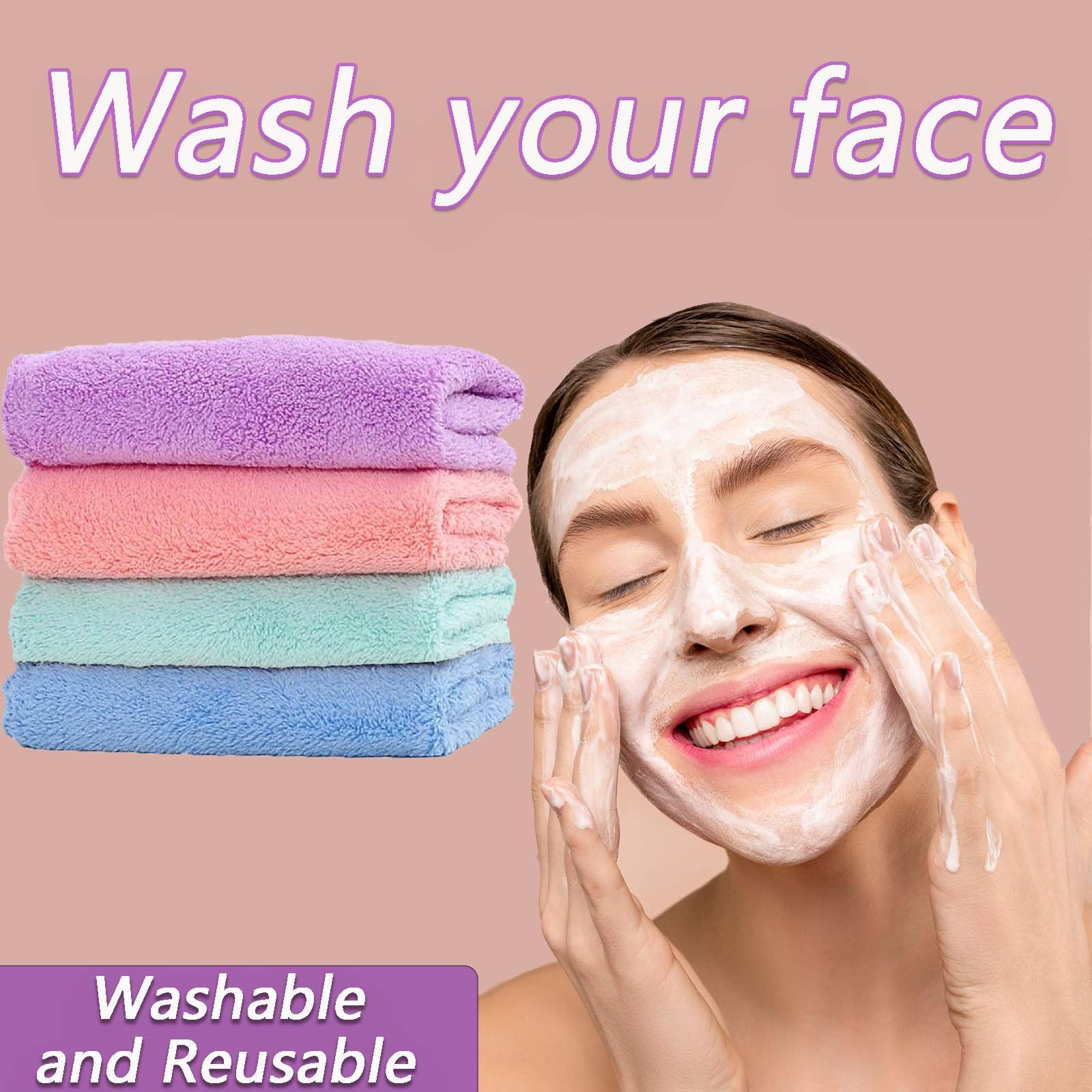ZQuintuplian 4 Pack Face Cloths for Washing Face Cleansing, Removing Makeup - Gym, Travel, Living Room, White - Image 3