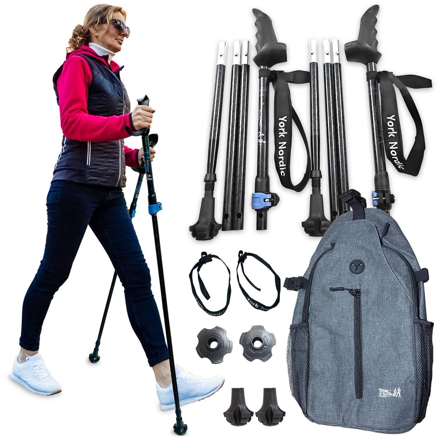York Nordic Motivator Swift Connect Travel Walking Poles for Balance and Rehab - Patented…
