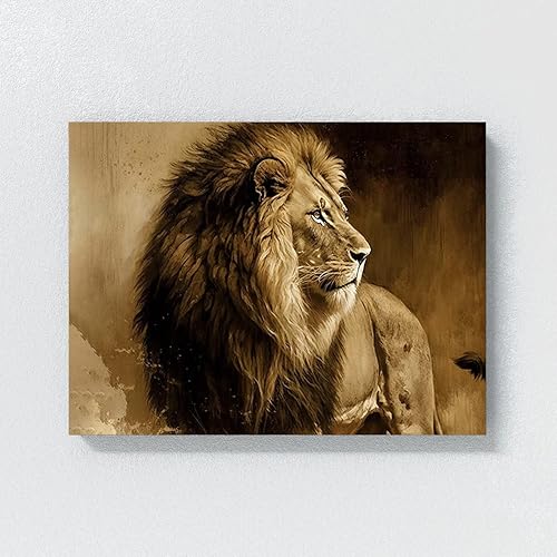 Miniatura 4 de Sense Canvas Lion Retro Sepia Nostalgia 81 - Lienzo decorativo para decoración del hogar, póster grande de 40 x 30 pulgadas  0.75 pulgadas
