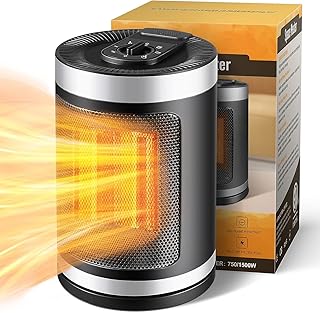 Portable Electric Space Heater, 750W/1500W Space Heaters for Indoor Use, Small Space Heater for Office and Bedroom with 6 Modes, PTC Ceramic Heater with Overheating & Tip-Over Protection
