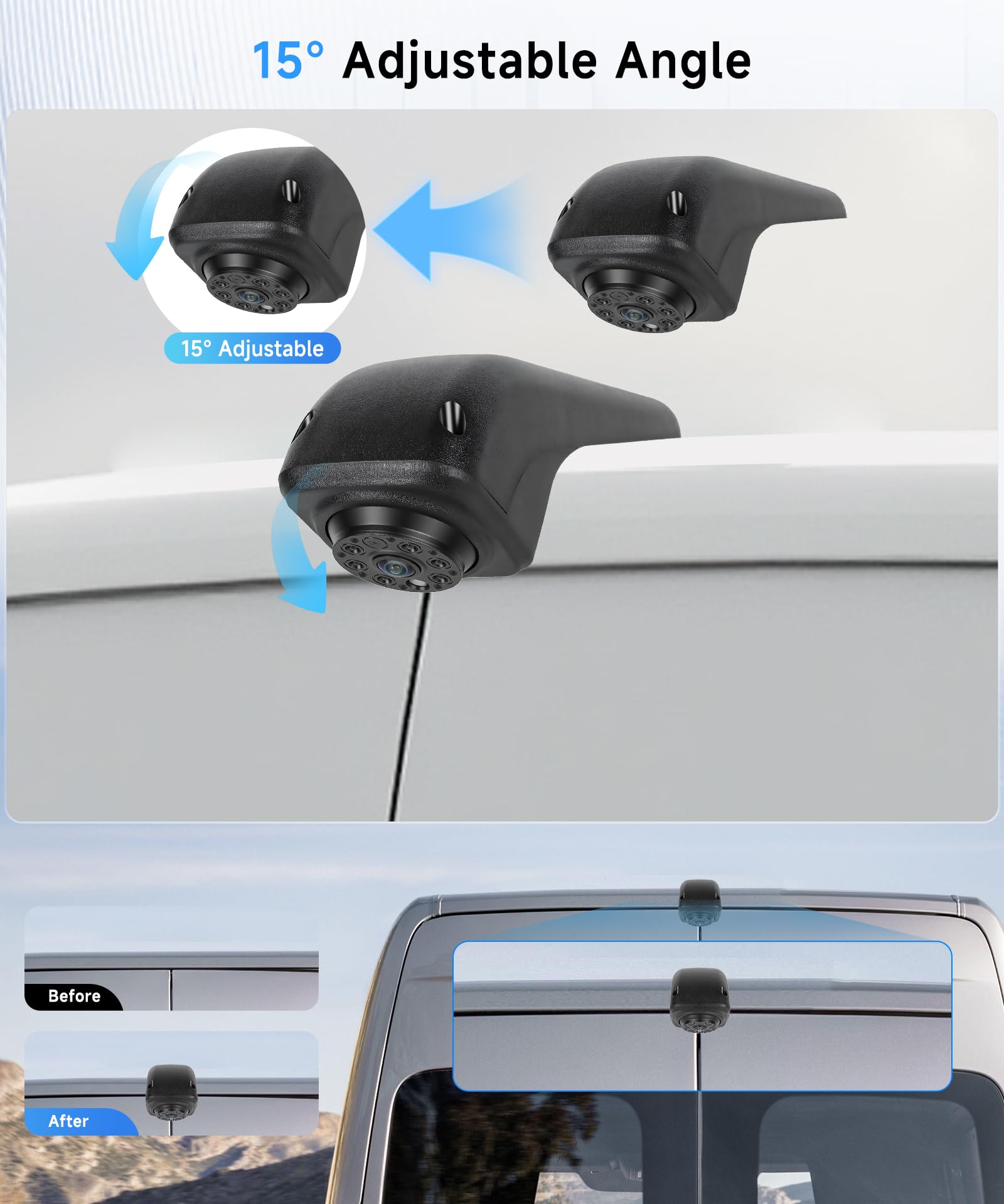 Hodozzy Telecamera Posteriore per VW Crafter 2017, Telecamera per Terza Luce di Stop, Visione Notturna a IR, Impermeabile IP67, Angolo Regolabile, con Linea di Retromarcia