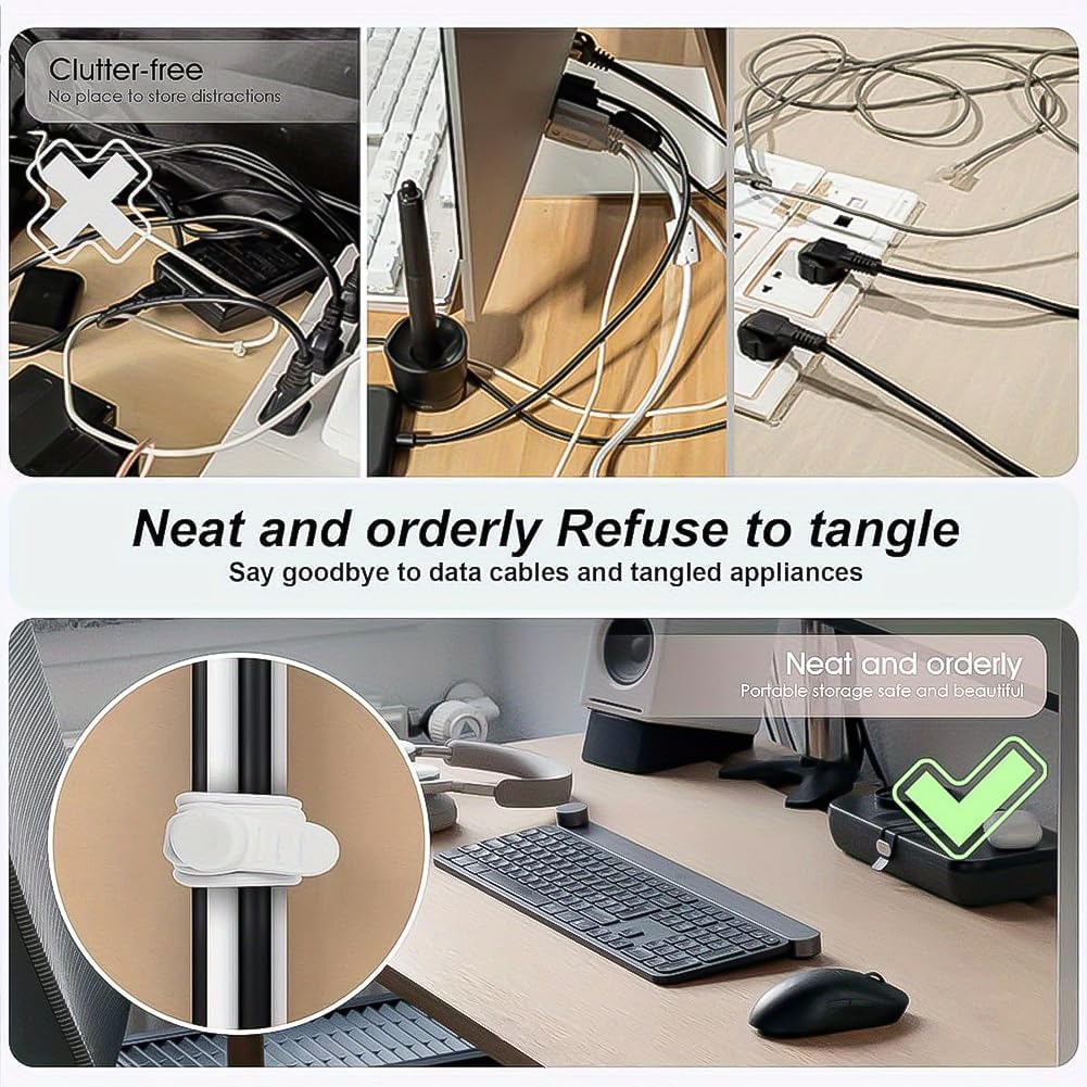 20 Pack Silicone Cable Ties: Versatile Reusable Organizer for Bundling Wires at Home, Office, Kitchen and Travel（Colorful）