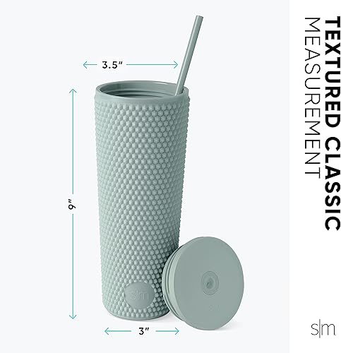 Miniatura 4 de Simple Modern Vaso de plástico mate con tachuelas con tapa y pajilla, reutilizable, sin BPA, vaso de batido de doble pared para café helado, regalos