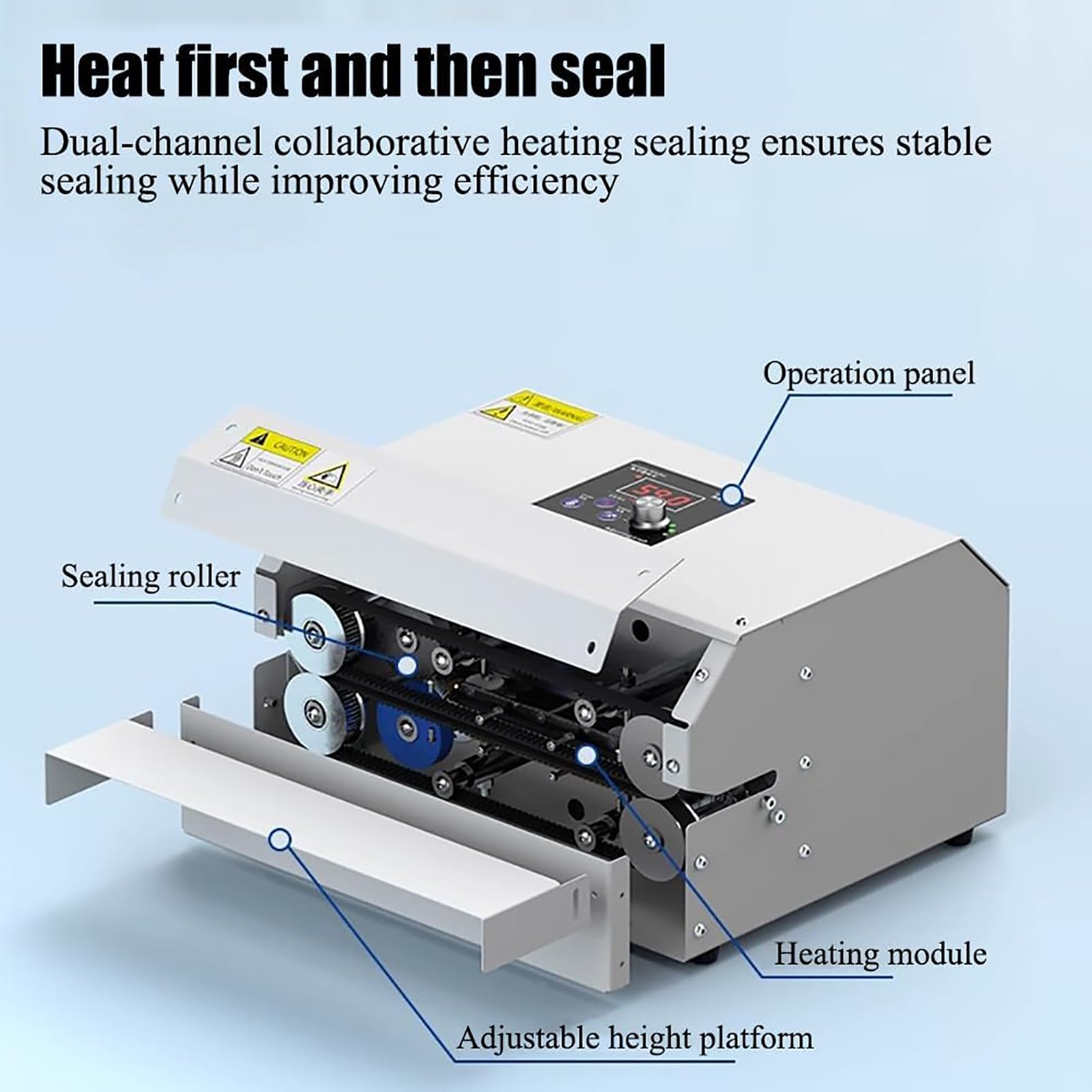 Machine d'emballage alimentaire à rouleau | Températures réglables | Vitesse de scellage de 6 m/min | Scellant thermique pour bonbons à pain faits maison et professionnels | Machine à sceller