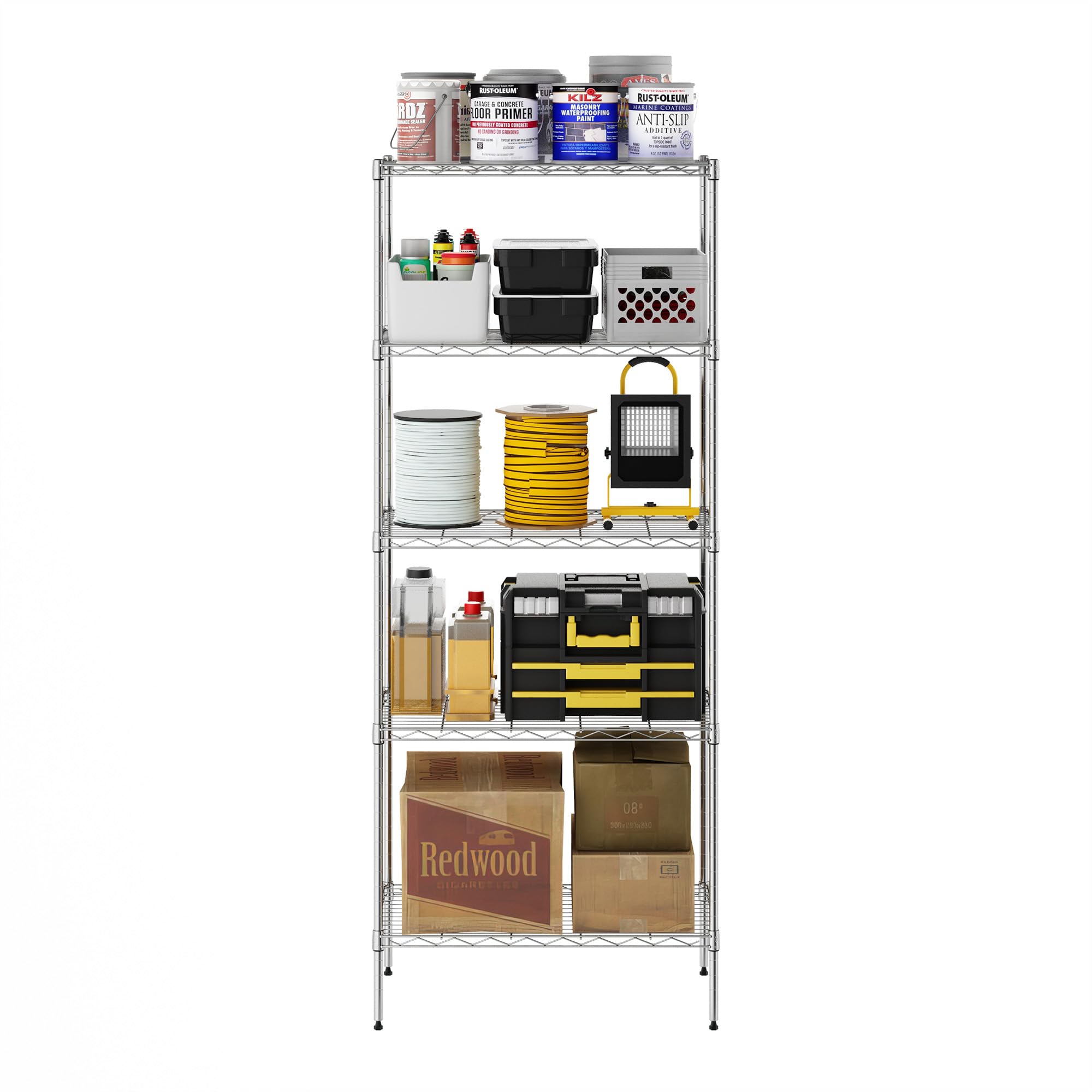 Furinno Wayar 5-stufiges Lagerregal aus Metall, 61 x 36 x 152 cm, Edelstahl