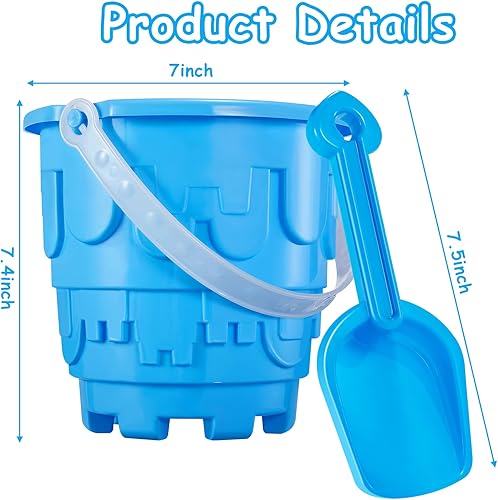 Miniatura 2 de Chivao Paquete de 6 cubos y palas de arena de playa de 7 pulgadas, juego de cubos de arena y palas modelo castillo, cubos de playa, juguetes para