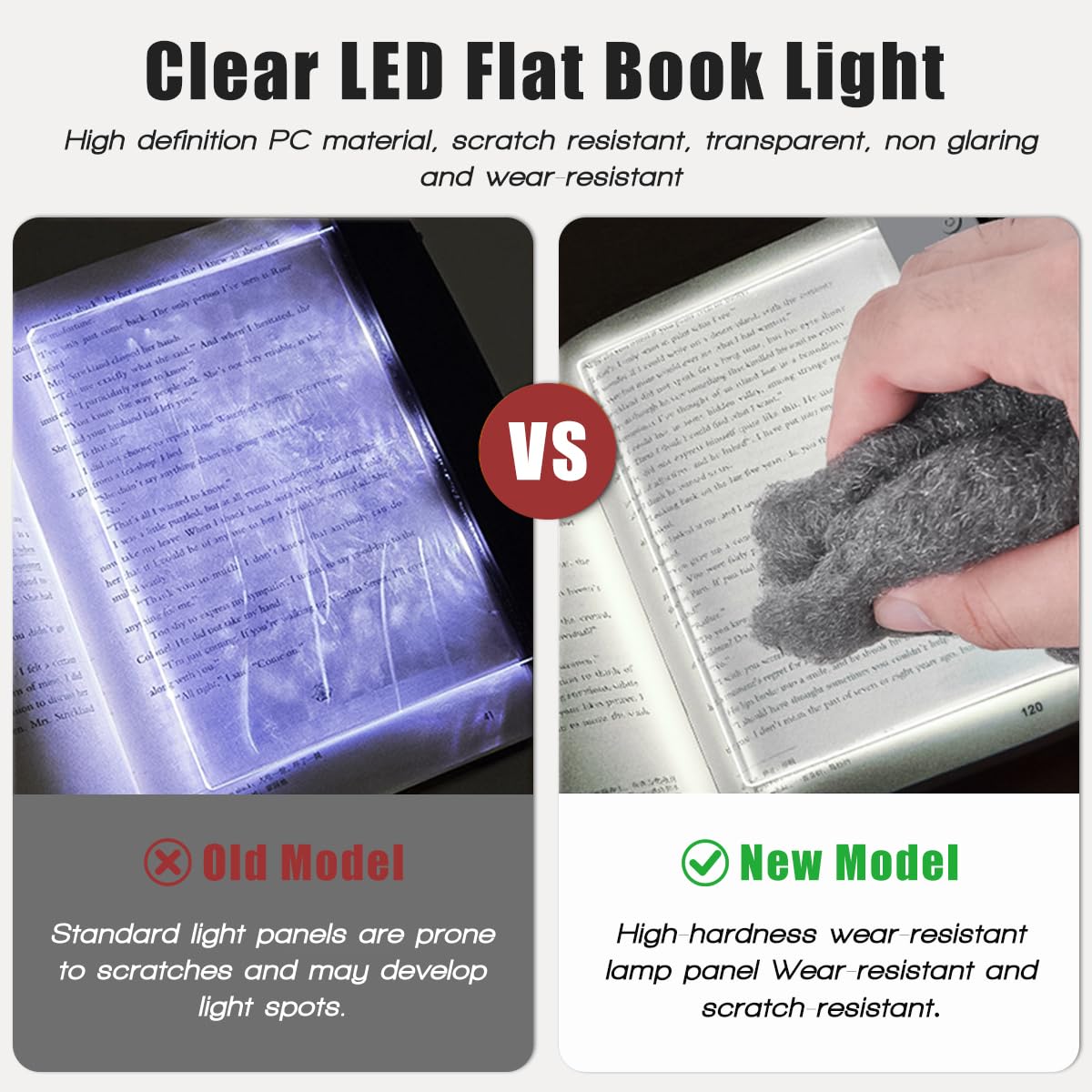 Luce per libro piatta, aggiornamento 2026, scatola del tesoro, lettura a letto di notte con 3 colori e timer, lampada a pannello dimmerabile, luce a pagina intera, regalo per gli amanti dei