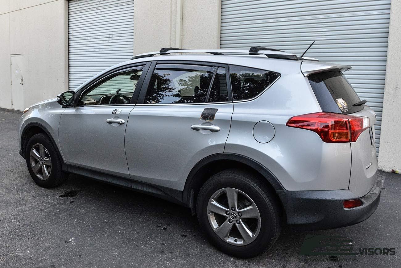 Extreme Online Store Replacement for 2013-2018 Toyota Rav4 | EOS Visors JDM in-Channel Style Smoke Tinted Side Vents Rain Guard Window Deflectors