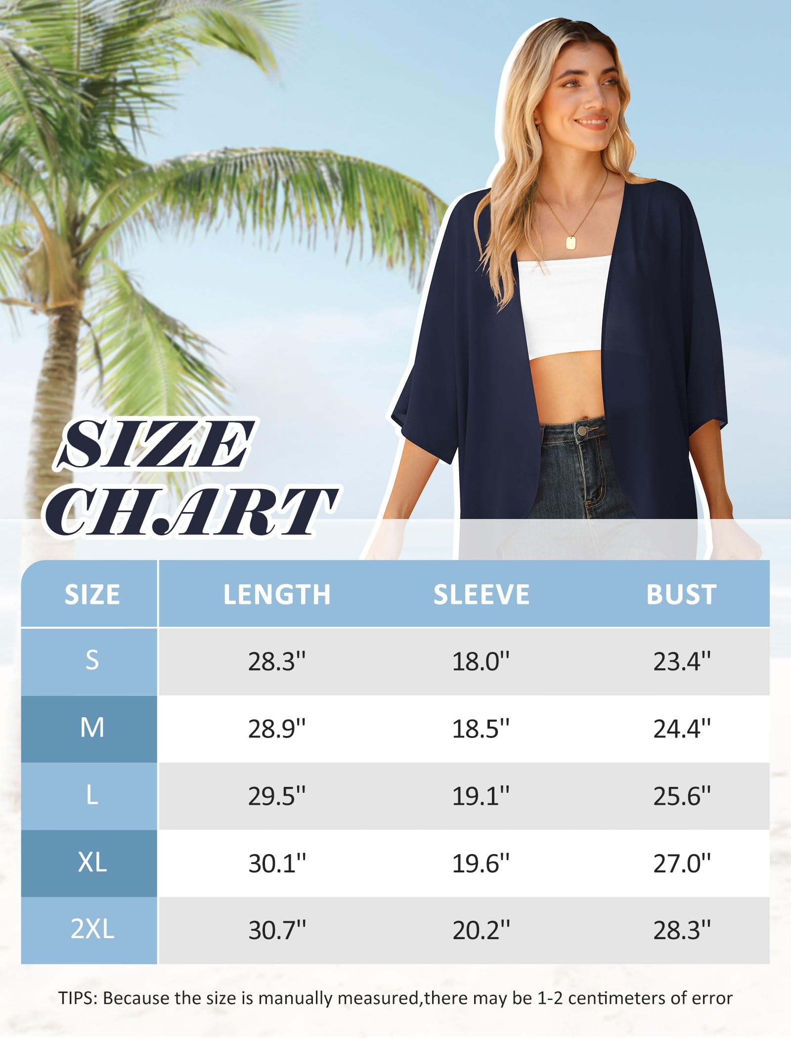 Summer Chiffon Kimono Cardigans for Women UK Loose Open Front Ladies Beach Cover ups Casual Sheer Capes(S-XXL)
