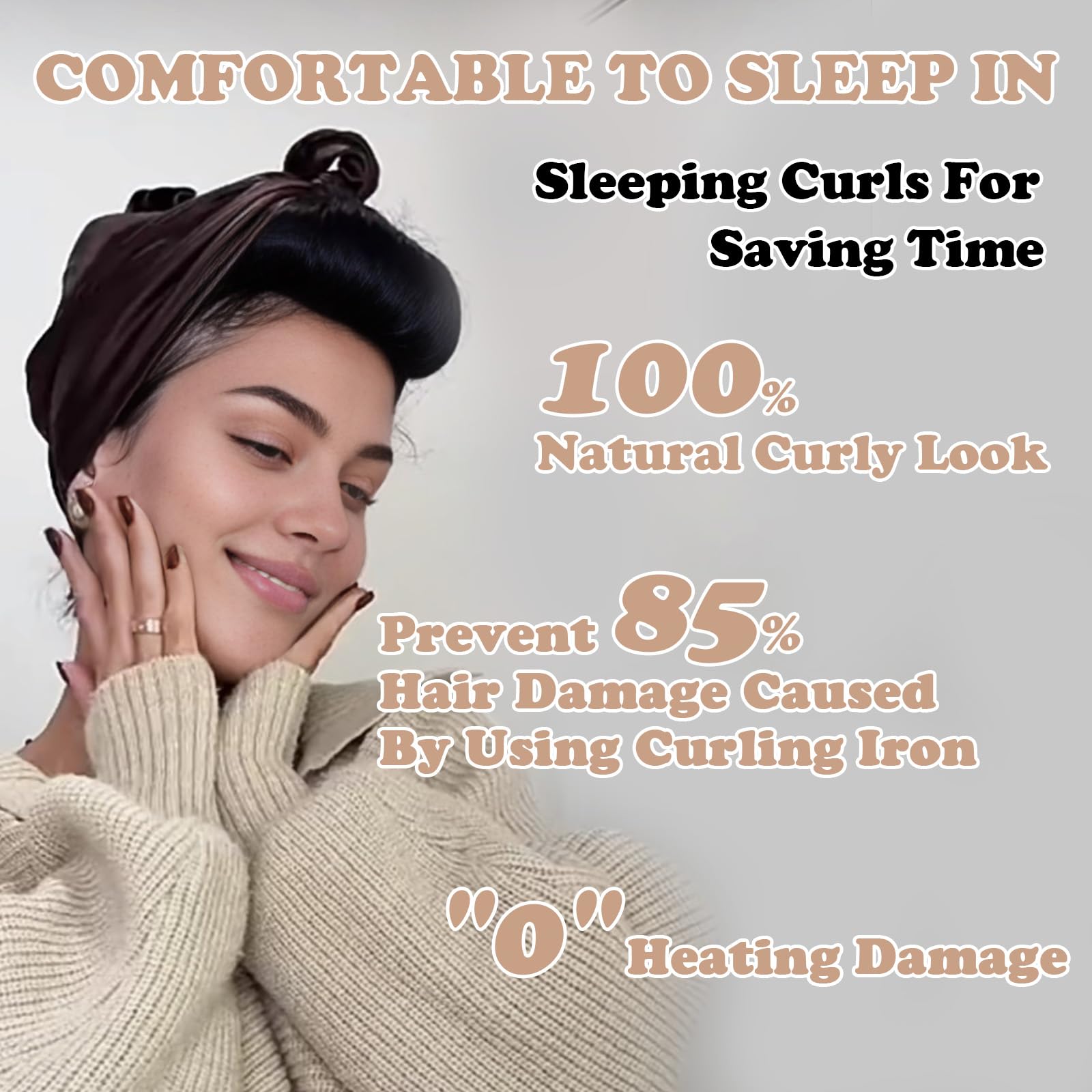 Rizos sin calor durante la noche, 5 rizadores de pelo sin calor para dormir en varillas suaves durante la noche, rodillos de pelo sin calor, varillas rizadoras para mujeres, cabello largo con 3