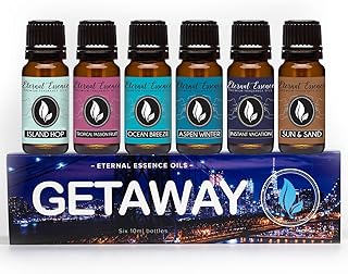 Get Away Gift Set of 6 Premium Grade Fragrance Oils - Island Hop, Ocean Breeze, Tropical Passion Fruit, Aspen Winter, Inst...