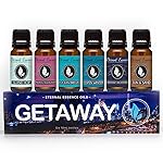 Get Away Gift Set of 6 Premium Grade Fragrance Oils - Island Hop, Ocean Breeze, Tropical Passion Fruit, Aspen Winter, Instant Vacation, Sun & Sand - 10Ml - Scented Oils