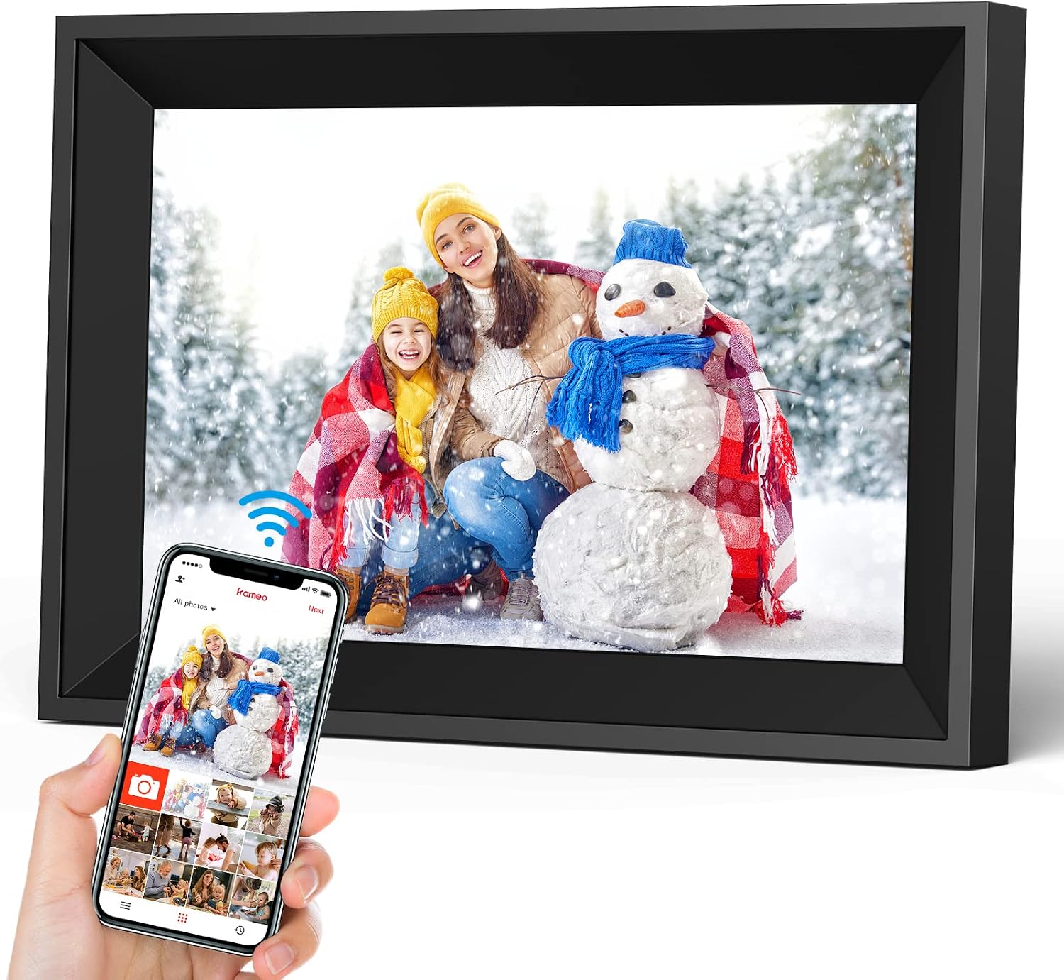 Digital Picture Frame, 10.1'' WiFi Electronic Smart Photo Frames, IPS Touch Screen, 16GB Storage, Intelligent Control, Auto-Rotate, Share Photos/Videos Instantly & Remotely, Gifts for Family Parents