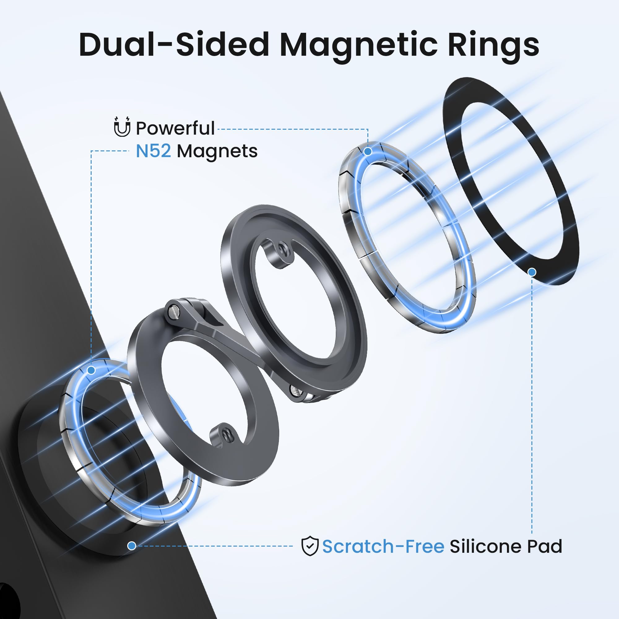 Itramax Supporto Magnetico per Telefono da Palestra,Supporto a Doppio Anello,Staffa Regolabile a 360° con Doppia Faccia per iPhone 17 Air 16 15 14 13 12 Pro Max,Custodia Mag/Safe,Superfici Metalliche