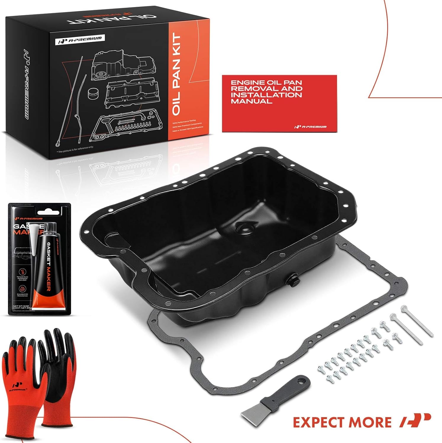 A-Premium 2.0L 2.4L Engine Oil Pan Sump with Plug, Gasket & Bolts, Compatible with Hyundai Sonata 2006-2019, Santa Fe Sport 2013-2018, Tucson & Kia Optima, Sportage, Rondo, Forte Koup, Forte5