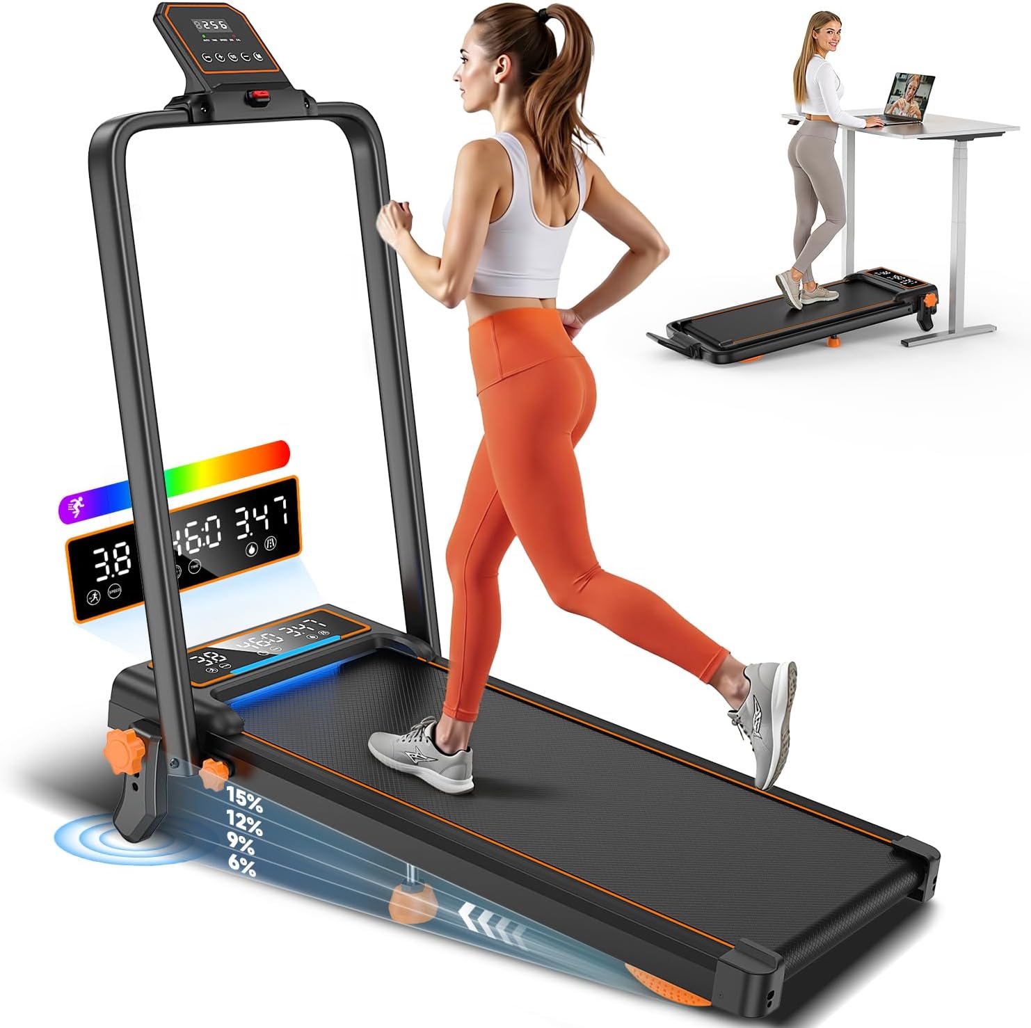 Caminadora Plegable Rayspace B30, 3.5HP, Inclinación 12%, 350 lb