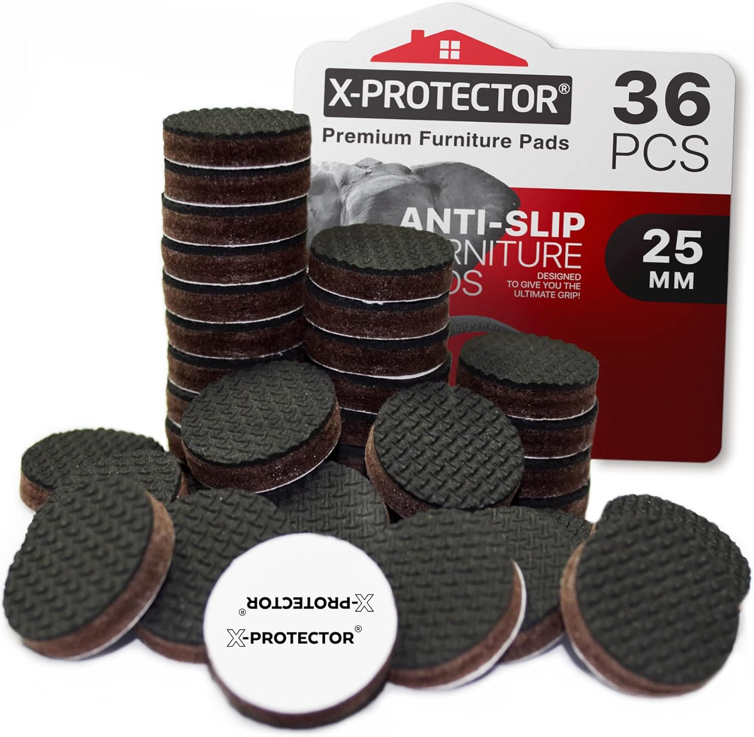 NonSlip Furniture Grippers XPROTECTOR 36 pcs Premium 25 mm