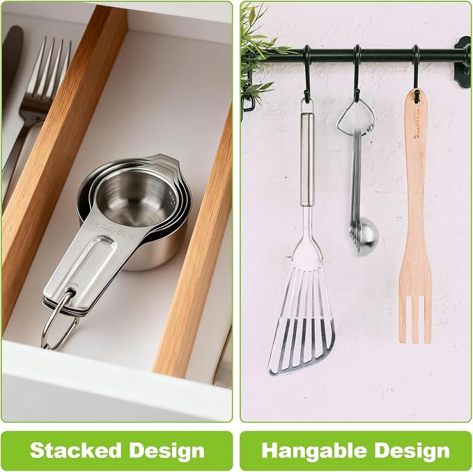 Set de Cucharas Medidoras y Tazas, 10 Piezas Acero Inoxidable Apilable miniatura 6