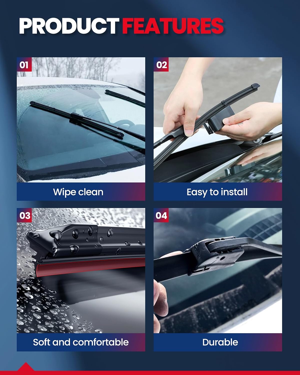 KAX OEM Quality 26"+22"+11 Premium All-Season Windshield Wiper Blades,[Easy Install & Superior Road Visibility] Wiper Blades Compatible with Explorer 2011-2018,With Pinch Tab,LH707-B1(Set of 3)