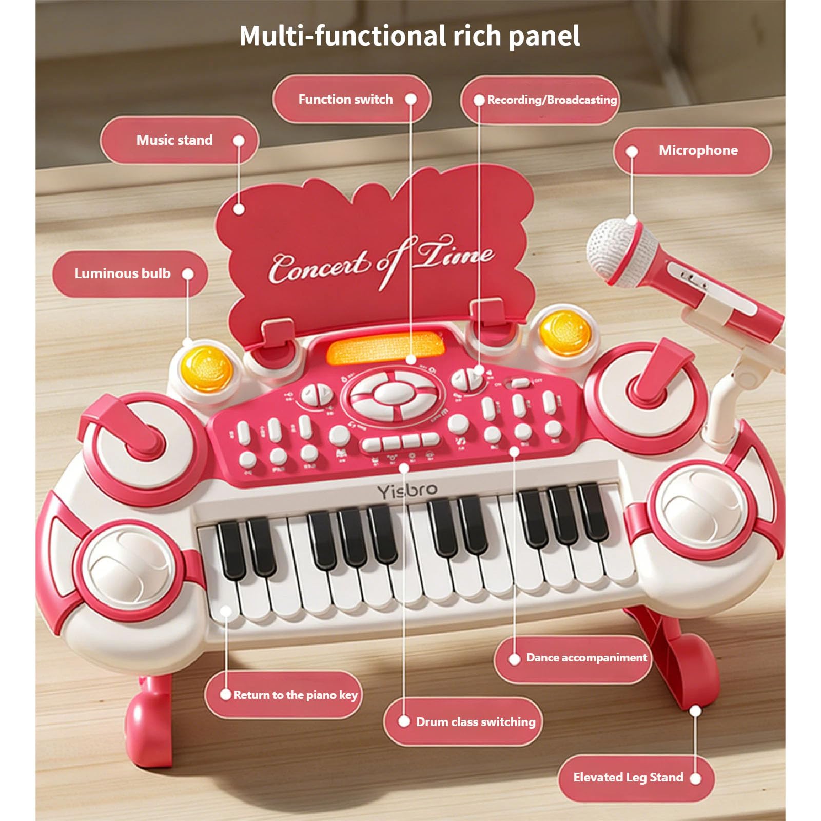 Teclado electrónico de Aprendizaje Inteligente, Juguete Musical para niños Estudiantes con múltiples Tonos, Instrumento Musical, Piano de Juguete, Teclado Realista